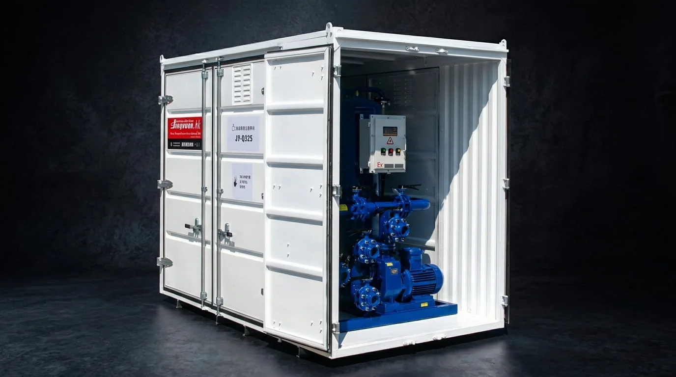JY-Q325 Container Frame Skid Precision Filter Station — 40 m³/h diesel fuel filtration skid